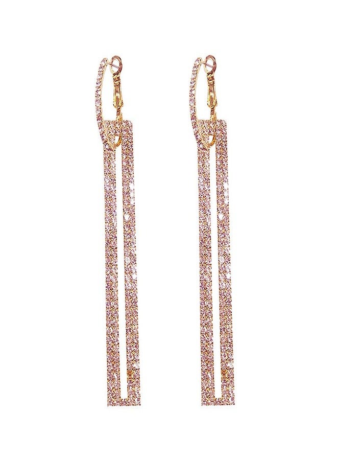QJLE Rhinestone Long Rose Gold Earrings Dangle Drop Earrings for Women Hypoallergenic Dainty Cute Dangling Earings for Women Trendy Jewelry - Image 1
